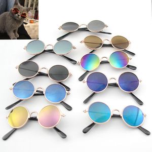Dog Glasses Vintage Round Sunglasses Metal Dog Cat Reflection Eye Wear Puppy Fashion Accessoires Funny Pet Supplies 15 Optional BT1123