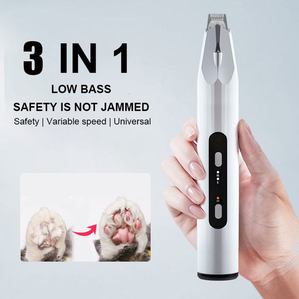 Tondeuse pour chien 3 en 1 Tondeuse professionnelle sans fil pour animaux de compagnie Tondeuse pour animaux de compagnie à faible bruit Rasoir pour animaux de compagnie Lampe de teigne de chat Outil de toilettage rechargeable par USB 230707