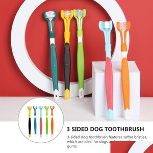 Peluquería para perros Cepillo de dientes para perros de 3 lados Limpieza de mascotas Cepillos bucales Cuidado dental para gatos para la mayoría de las mascotas Perros Diferentes dientes y formas Comfortab Dhij8