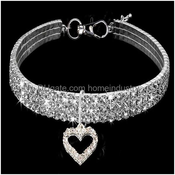 Toilettage de chien Bling strass collier élastique collier en alliage diamant chiot colliers pour animaux de compagnie laisses pour petits chiens S M L accessoire de bijoux Dhrkk