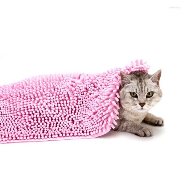 Chien toilettage chat serviette séchage rapide absorbant l'eau coton bain Chenille taille Extra épais salle de bain pour chiens et chats
