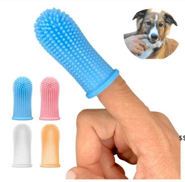 Peluquería canina Perro Súper suave Mascota Dedo Cepillo de dientes Limpieza de dientes Cuidado del mal aliento Herramientas de silicona no tóxicas Perros Suministros para gatos Inventario RRB156