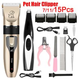 Peluquería para perros Eléctrica Pet Clipper Kit de aseo profesional Recargable Pet Cat Dog Hair Trimmer Shaver Set Animales Máquina para cortar cabello 230707