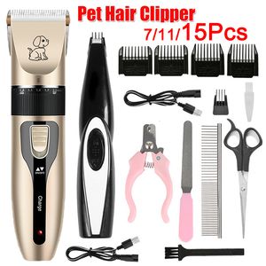 Chien toilettage électrique tondeuse pour animaux de compagnie Kit de toilettage professionnel rechargeable pour animaux de compagnie chat chien tondeuse à cheveux rasoir ensemble animaux machine de coupe de cheveux 230707