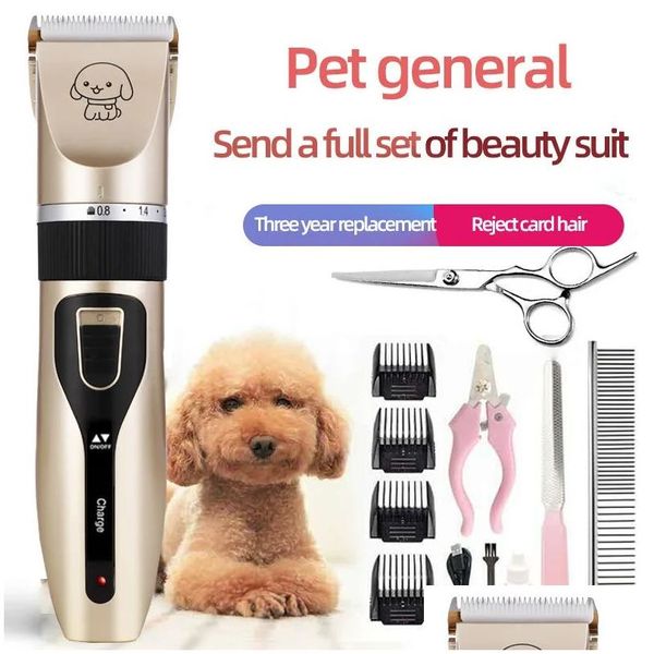 Tondeuse à cheveux pour chien, ensemble de tondeuse pour animaux de compagnie, rasoir électrique pour chiot, lame en céramique, accessoires pour chat, charge sans fil, livraison directe à domicile G Dhib9