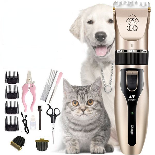 Kit de toilettage pour chien tondeuses, faible bruit, silencieux électrique, rechargeable, sans fil, poils d'animaux épais manteaux tondeuses ensemble, convient pour chiens, chats et autres animaux domestiques