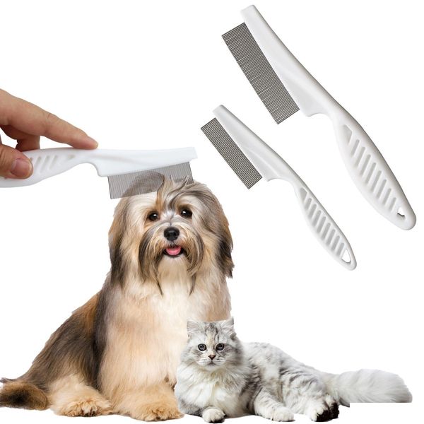 Poix de toilettage pour chiens mtifonctionnels peigne de peigne de animaux de compagnie Déchirure de déchirure Élimination de la puce pour les chats 2 en 1 dents en acier inoxydable peignant Mas double s dh4zj