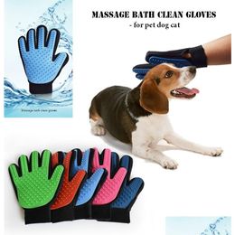 Guantes de baños de gato de mascotas para perros Guantes limpios 3D Mesh TPR Cepillo 5 colores con caja minorista 5704767 Drop entrega de suministros de jardín de hogares Dhwys