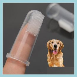 Dog verzorging Pet Finger Tandborstel Super zachte borstel Slechte adem Tartaartanden Tanden Tandgereedschap Katreiniging Benodigdheden Drop levering Huis tuin Dhat5