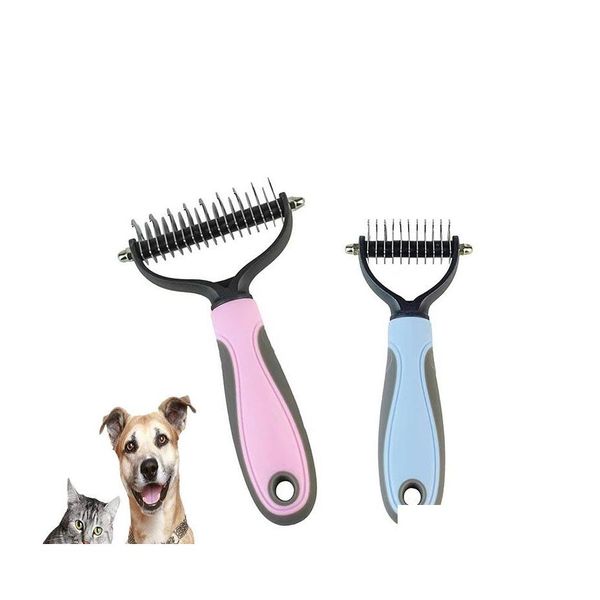 Chien Toilettage Animaux De Compagnie Outils De Beauté Fourrure Noeud Cutter Outil De Délestage Pet Chat Épilation Peigne Brosse Double Face Produits Zxf81 Drop Delive Dhhko