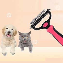 Toiletage pour chiens Animaux de fourrure fourrure Cutter outils de délestage pour animaux de compagnie Repoisement aux cheveux Brosse de combustion à double face fournisseurs Drop livraison de la maison GA OTDWJ