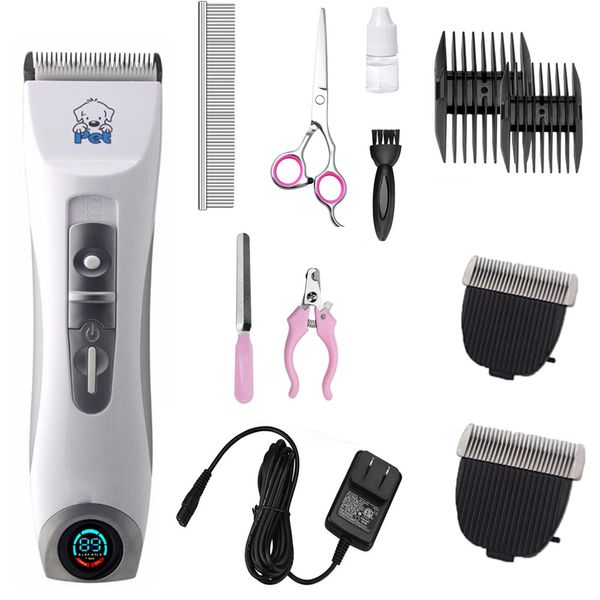 Dog Grooming Professional CP9600 Pet Electric Shaver Pantalla LCD Cat Dog Trimmer Grooming Haircut Machine Silver Recargable Dog Clipper 230530