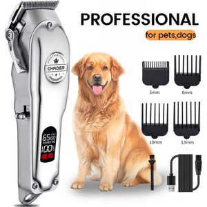 Tondeuse à cheveux professionnelle pour chien tout en métal rechargeable tondeuse pour animaux de compagnie rasoir pour chat machine de découpe toilettage pour chiot coupe de cheveux à faible bruit 230719