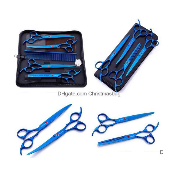 Fournitures de toilettage pour chiens Christmasbag 7Inch Blue 4 Pet Beauty Ciseaux Straight Trim Shear Package Custommade Wholesale Jllfqg Drop Del Dhhl9