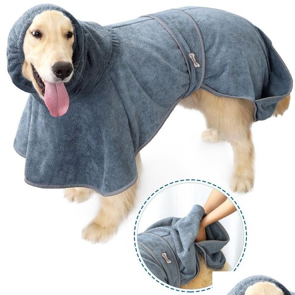 Serviettes de toilettage pour chiens Serviette de bain absorbante forte pour animaux de compagnie Robe à séchage rapide Microfibre pour chiens de taille moyenne Vêtements Hine Lavable Drop Deliv Dhqjt