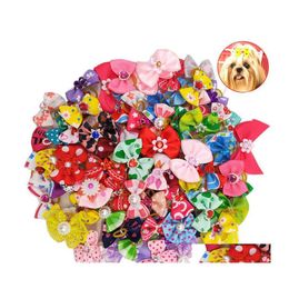 Chien Toilettage En Gros Arcs Chat Tête D'animal Fleur Arc Bijoux En Épingle À Cheveux Bandeau Teddy Bande De Caoutchouc Drop Delivery Home Garden Supplies Dh8Oo