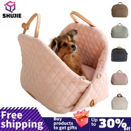 Cão bolsa de luxo assento carro pet viagem cama para cães pequenos gato portátil lavável filhote cachorro tote segurança pet booster 240103