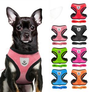 Harnais pour chien laisse pour petit chien moyen chat réglable maille chiot harnais gilet marche laisse laisse pour chiot chiens collier accessori