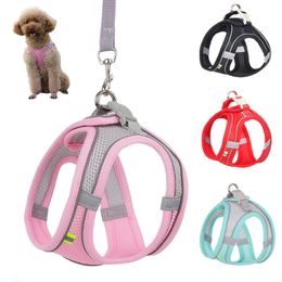 Hondenharnas Leash Set voor kleine honden Verstelbare Puppy Cat Harness Vest Franse Bulldog Chihuahua Pug Outdoor Walking Lead Leash