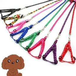 Chien Harnais Laisses Nylon Imprimé Réglable Pet Collier Chiot Chat Animaux Accessoires Collier Corde Cravate I0703