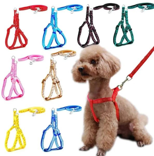 Arnés para perros Correas Nylon Impreso Ajustable Collar para mascotas Cachorro Gato Animales Accesorios Collar Cuerda al por mayor