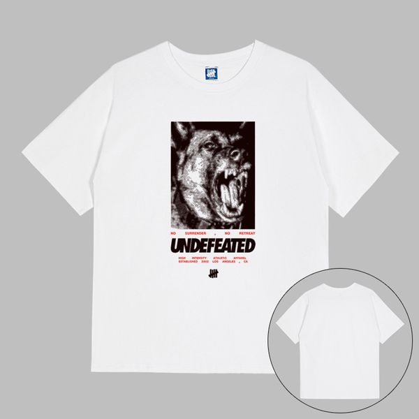 Dog Head Print Designer Hommes T-shirts UNDEFEATED UNDFTD Japon Graphic Tee Hommes Femmes T-shirt unisexe 100% coton Casual Oversize TShirts S-2XL