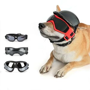 Casque de chien et lunettes-UV Protection Doggy Sunglasses Lunettes de chien Casques de moto Pethatcycle Protection pour les ensembles d'équitation de chiots 240418