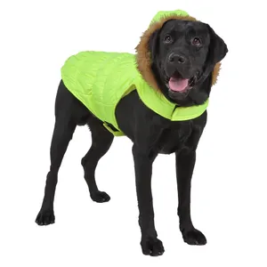 Hond Hoodie Jas, Outdoor Warme Hond Winterjassen, Hondenkleding Lichtgewicht Waterdichte Hond Donsjack Koud Weer Hondenvest Kleding voor Hond,Groen