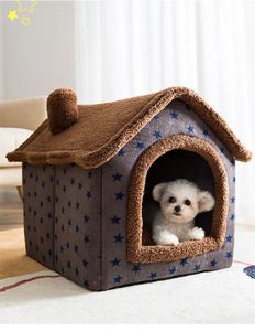 Casa para perros interior acogedora cama para mascotas casa plegable invierno cálido nido para gatos con cojín para perros pequeños medianos grandes gatos accesorios para mascotas nuevo