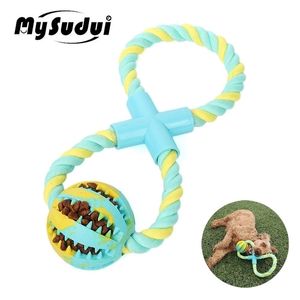 Honden interactief speelgoed Rubber Chew Toy Ball Touw voor tandreiniging Beet resistent grote s puppy s huisdieren katten y200330