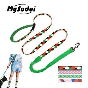 Laisse pour chien en cours d'exécution Mains libres Élastique Réfléchissant Formation Pet Bungee Lead For s Extensible Strong Leads es 211022