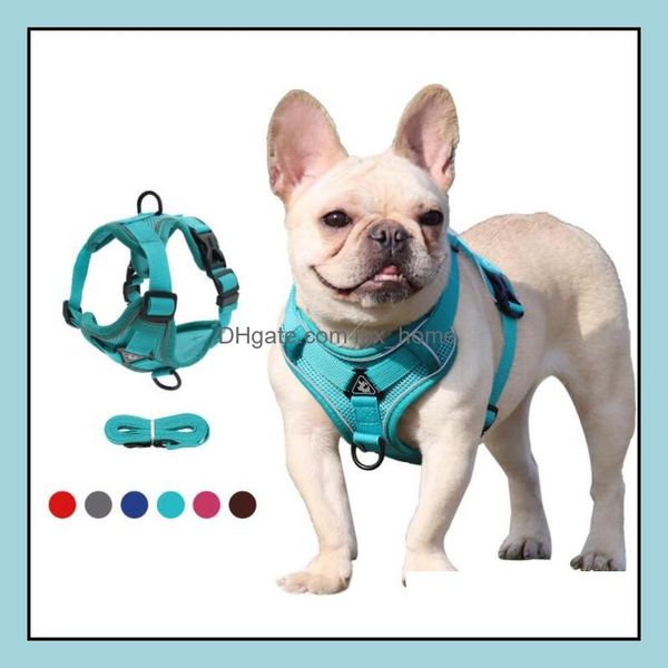 Laisses pour chiens Cordes de traction Vestvstyle Harnais de poitrine pour animaux de compagnie Corde respirante réfléchissante pour la marche des chats et des chiens Drop Delivery 2021 Colliers Su