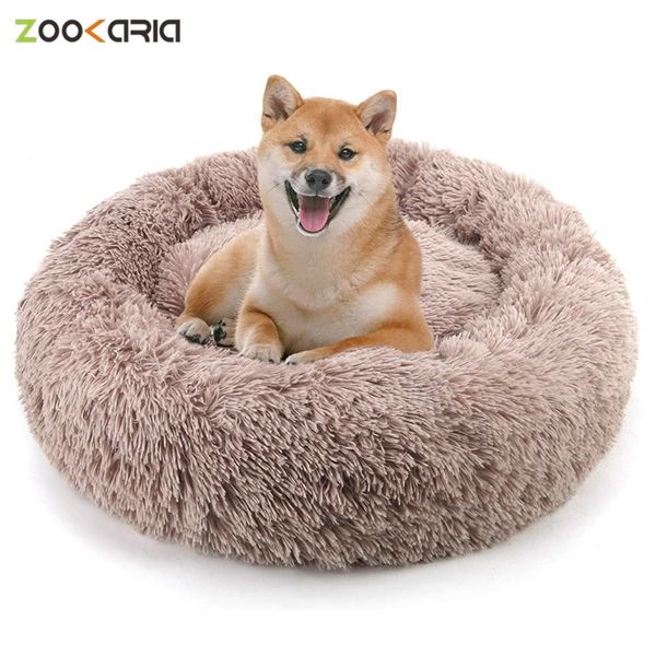 Chien Long Peluche Dounts Lits Calmant Lit Hondenmand Pet Kennel Super Doux Moelleux Confortable pour Grand Chien / Chat Maison 201201