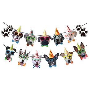 Decoraciones para fiestas de perros Perro con gafas de sol Garland Bunting Dog Paws Print Banner Pet Puppy Party Supplies yq01201