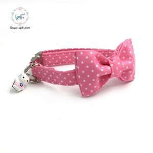 Perro Perro Collar con Bell Personal Custom Pet Puppy Diseñador Producto Perro Gato Collar Pink Dot XSXL 201030