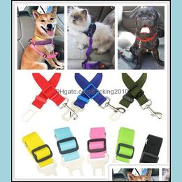 Chien Pet Car Seat Ceinture de sécurité Harnais de retenue réglable Laisse de plomb Clip de voyage Chiens Fournitures Accessoires Drop Livraison 2021 Colliers Leas