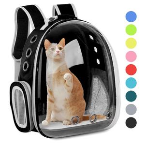 Perro mascota gato y perro bolsa de transporte cápsula espacial mochila jaula doble hombro transparente transpirable impermeable portátil 231110