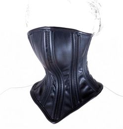 Chien cochon esclave en cuir noir, équipement de fermeture, sangles réglables, ceinture de verrouillage du menton, masque buccal, Bondage BDSM, produit sexuel crépus 2853564