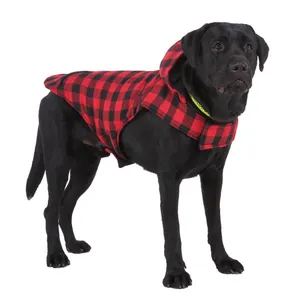 Manteau chaud à capuche à carreaux pour chien, veste à capuche, manteaux d'hiver chauds pour l'extérieur, gilet pour chien par temps froid, vêtements pour chiens de petite, moyenne et grande taille, noir rouge