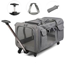 Chine Portable Pet Trolley Case détachable Roues universelles respirantes pliant de grande capacité sac de voyage Cat 231110