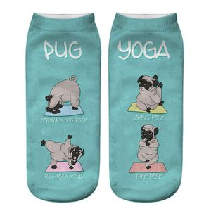 Calcetines de hombre y mujer con estampado de transferencia de calor 3D de dibujos animados de perro PUG