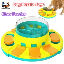 Hondenpuzzelspeelgoed Druk op Slow Feeder Interactive Games voor puppy IQ Training Treat Dispenser Food Leaker Bowl Advanced Level 2in1 240328