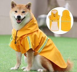 Revinuito para perros, chaqueta de lluvia de perros ajustable con capucha transparente de doble capa, poncho para perros impermeable con correas de tira reflectante y bolsillo de almacenamiento para perros pequeños y grandes