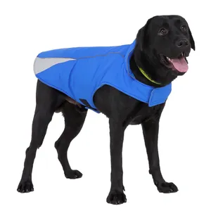 Hondenregenjas, verstelbare waterdichte dierenkleding, lichtgewicht regenjas met reflecterende strip, gemakkelijke instapsluiting, hondenoutfits hondenjas, blauw