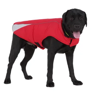 Hondenregenjas, verstelbare waterdichte huisdierkleding, lichtgewicht regenjas met reflecterende strip, gemakkelijke instapsluiting, hondenoutfits hondenjas, rood