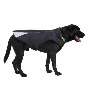 Hondenregenjas, verstelbare waterdichte huisdierkleding, lichtgewicht regenjas met reflecterende strip, gemakkelijke instapsluiting, hondenoutfits hondenjas, zwart
