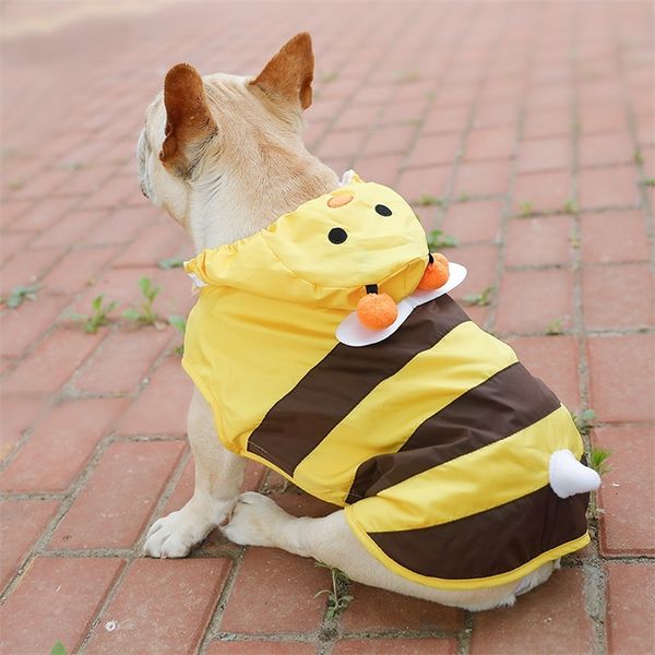 Chien Imperméable Jaune Beed Mignon Petit Chiot Manteau De Pluie pour Grands Chiens Vêtements Pour Animaux Imperméable Bouledogue Français Manteaux De Pluie XS-7XL Cape 201109