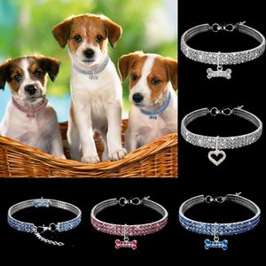 Hond Strass Huisdier Diamanten Halsband met Elastisch Touw voor Kleine Middelgrote Honden Chihuahua Halsbanden Leiband Ketting