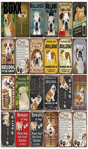 Hondenregels waarschuwt overdreven aanhankelijke bulldog on duty metal bord home decor bar wall art schilderij 2030 cm maat8245938