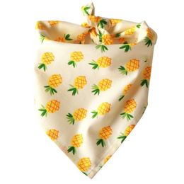 Écharpe bandana pour chien, accessoires pour chiens, imprimé de fruits, motif ananas, banane, poire, bavoir à carreaux en coton lavable, 252f